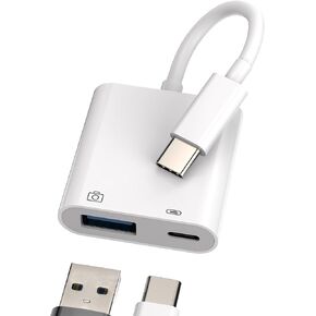 USB-C to USB A Adapter(2 in 1)Type C Charger Cable Accessories Thunderbolt Charging OTG Dongle Converter Compatible for Samsung for Google for iPhone15 Pro Max Plus Ipad Pro Keyboard U Disk Adaptador