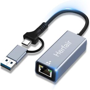 USB to Ethernet Adapter Gigabit USB-C to RJ45 Network Adapter Support Windows MacOS Linux System Compatible with MacBook, iPad Pro, iPhone 15, Surface Pro, Dell XPS, PC, Laptop, More
