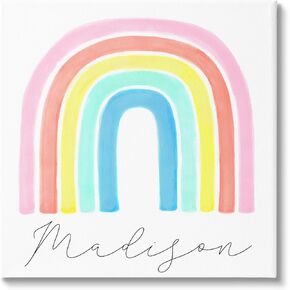Stupell Industries Soft Pastel Rainbow Personalized Canvas Wall Art by Reesa Qualia