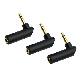 3.5mm Angle Male to Female Audio Adapter, 90 Degree Right Angle Gold-Plated TRS Stereo Jack Plug AUX Connector Compatible with Headset, Tablets, MP3 Players, Speakers(3 Pack)…