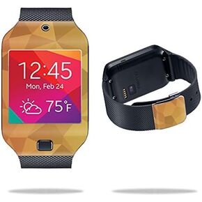MightySkins Skin Compatible with Samsung Galaxy Gear 2 Neo Smart Watch Cover Skins Sticker Watch Red Orange Polygon