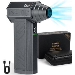 Uzi Electric Air Duster 130000RPM Compressed Jet, 4Gear Adjustable Portable Dry Jet Blower,Can for Computer Keyboard,Outdoors,Car,Home(Aluminum,Ferrous gray)