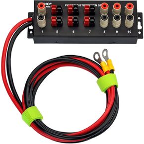 Wired Banana Jack and Power Pole 10 Outlet DC Power Distribution Strip Box