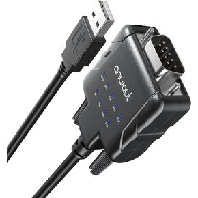 USB to Serial/DB9 RS-232 Converter Adapter with 9 x Data Monitoring LEDs Compatible with Windows 11, macOS 14