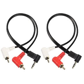 XMSJSIY 90 Degree Right Angle 3.5mm to 2 RCA Cable, Angle 1/8" 3.5mm TRS Male to 2RCA Male Stereo Y Splitter Adapter Connector for MP3,Smartphones,Tablets -2PCS (0.25M)