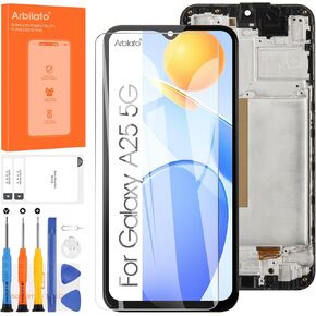 lncell Screen for Samsung Galaxy A25 5G Screen Replacement for Galaxy A25 LCD Screen SM-A256B,SM-A256E,SM-A256U Touch Display Digitizer Assembly Repair Parts with Frame(Black No Fingerprint Function)