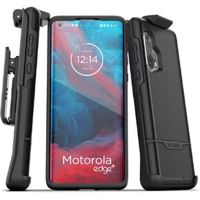 Encased Motorola Edge Plus Belt Clip Protective Holster Case (2020 Rebel Armor) Heavy Duty Rugged Full Body Cover with Holder for Moto Edge+ (Black)
