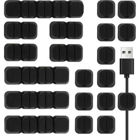 20 Pack Cord Organizer, Viaky Cord Holder Adhesive Cable Clips, Ideal Cables Management Wire Keeper for Desk, Nightstand, Home, Office, Car, Computer, Phone Charging Cords