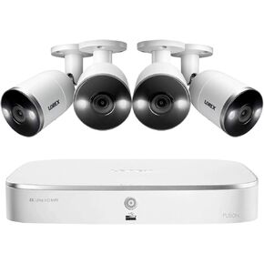 Lorex N4K2SD-84WB Surveillance System Featuring N842A82 Fusion 4K 2TB NVR and 4 E892AB 4K 8MP Active Deterrence Bullet Camera