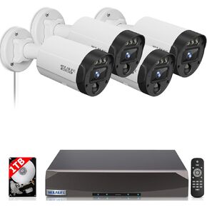 【2-Way Audio & 130° Ultra Wide-Angle】 5MP Outdoor Home POE Security Camera System with Bullet PoE IP Cameras, 8CH PoE NVR with 1TB HDD.