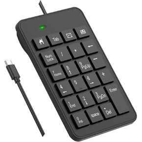 Wired USB C Number Pad - 23 Keys Type C Numeric Keypad Upgraded Version of 10 key USB Keyboard Financial Accounting Numpad Compatible for Laptop, PC, Macbook, Notebook, Desktop,Surface Pro