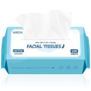 Baby Dry Wipes, Unscented Soft Baby Washcloths, Lint Free Baby Tissues Disposable Face Towels, Bulk Travel Size Gentle Face Hand Diaper Wipes for Sensitive Baby Care, 100 Count