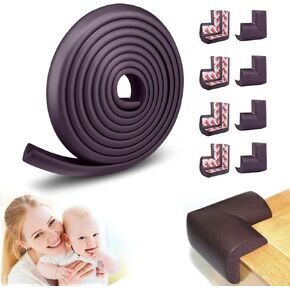 Baby Corner Protector - Edge Bumper Guard Crib - Safety Table Furniture - Foam Protectors Guards Proof Bed Wall Bumpers Fireplace Child Cover - proofing Rail Padding Pads Door Covers (Brown)