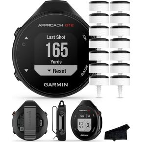 Garmin Approach G12 Golfing Handheld | Preloaded with 42k CourseView Maps | Scorekeeping Functionality | Uploads Scores to Garmin Golf App | Sunlight Readable Display with Signature Cloth Bundle