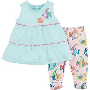 Mud Pie Girls Rainbow Fish Tunic And Capri; 12-18 Months