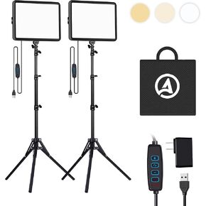 2-Pack LED Photography Lighting Kit, Arsoer 15W Bi-Color Video Light Kit, 2800-6500K LED Light CRI 97+, Studio Light with 70" Tripod Stand for Photography/YouTube/Video Recording/Content Creation