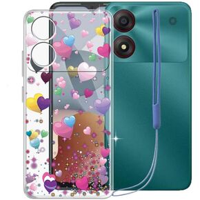 Phone Case for ZTE Blade A34 (6.60"), Silicone Ultra Slim Shockproof Protection Case for ZTE Blade A34, Anti-Yellowing Anti-Scratch Soft TPU Bumper Clear Cover Shell - Pink Balloon