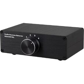 4 to 1 (1 to 4) RCA Audio Source Signal Switch Box Manual Passive Audio Splitter Box 1 in 4 out Hifi lossless selector L/R (RCA 0401GL)
