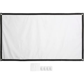 Projector Screen 60 Inch, Portable 16:9 4K HD Movie Projector Screen Foldable Outdoor Indoor Video Projection Screen with 4 Hook, Wrinkle Design for Home Theater Backyard Cinema