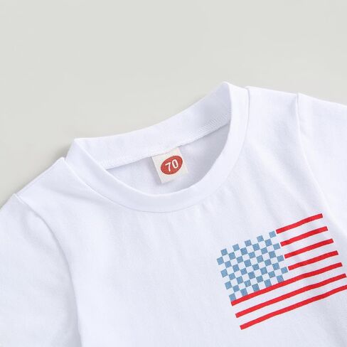 Hoanselay Baby Boy 4th of July Summer Outfit American Flag Short Sleeve T Shirt + Checkered Shorts Toddler 2PCS Clothes Set in Saudi Arabia