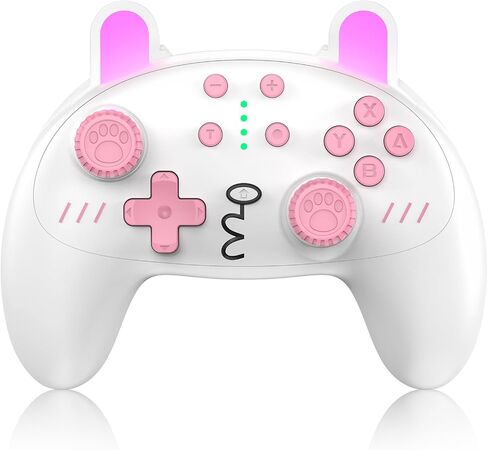 وحدة تحكم Switch Pro، وحدة تحكم التبديل اللاسلكية لـ Switch OLED، Switch Lite، الكمبيوتر الشخصي، وحدة تحكم التبديل مع Turbo، حركة 6 محاور، وحدة تحكم Pink Cute Bunny Switch Pro مع اهتزاز، قابلة للبرمجة in Saudi Arabia