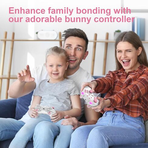 وحدة تحكم Switch Pro، وحدة تحكم التبديل اللاسلكية لـ Switch OLED، Switch Lite، الكمبيوتر الشخصي، وحدة تحكم التبديل مع Turbo، حركة 6 محاور، وحدة تحكم Pink Cute Bunny Switch Pro مع اهتزاز، قابلة للبرمجة in Saudi Arabia
