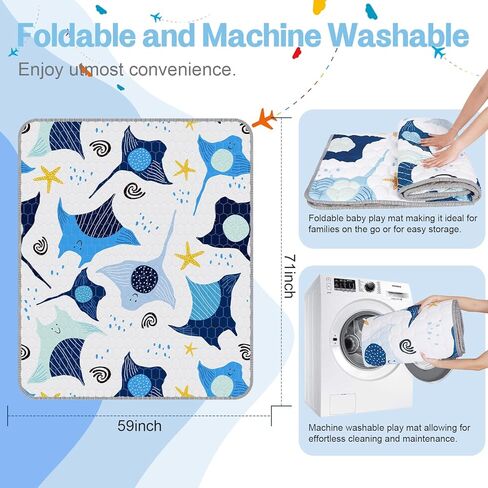 Baby Play Mat 71x59inch - Thick One-Piece Crawling Mats with Non-Slip Pattern - Large Baby Cushioned for Playpen - Soft Floor Padded for Babies Toddlers - Foldable Machine Washable Playmats in Kuwait