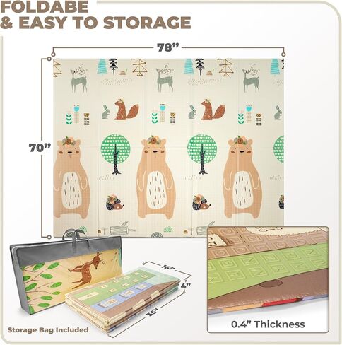 Sorbus Foldable Baby Play Mat, Kids Foam Mats for Floor with Travel Bag - Waterproof Foldable Play Mats for Babies, Infants, Toddlers, and Kids Playtime & Tummy Time 78x70x0.4 (Road Trip Route) in Kuwait