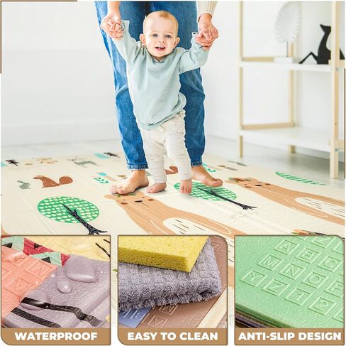 Sorbus Foldable Baby Play Mat, Kids Foam Mats for Floor with Travel Bag - Waterproof Foldable Play Mats for Babies, Infants, Toddlers, and Kids Playtime & Tummy Time 78x70x0.4 (Road Trip Route) in Kuwait