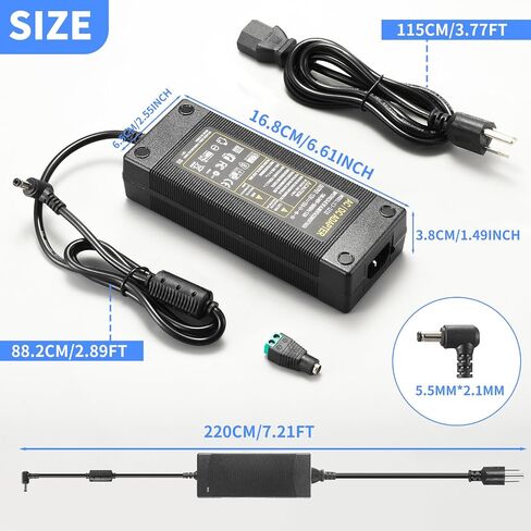 12V 10A Power Supply 120W 100V~240V AC to DC Adapter Converter Transformer,12 Volt 10 Amp Power Supply Adapter with 5.5mm x 2.1mm DC Output Jack for Printer 5050 5630 3528 LED Strip Light CCTV Camera in Saudi Arabia