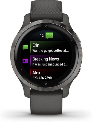 Garmin Venu 2S, Smaller-Sized GPS Smartwatch with Advanced Health Monitoring and Fitness Features, Slate Bezel with Graphite Case and Silicone Band, (010-02429-00) (Renewed) in Saudi Arabia