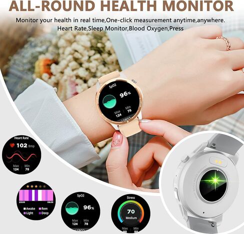 Smat Watch for Men Women ,Phone Call(Make & Answer) Smartwatch,P68 Waterproof, Fitness Tracker, Pedometer, Message Notification,Music Player,Health Monitor,Compatible with iOS Android Phones (Beige) in Saudi Arabia
