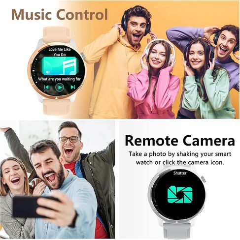 Smat Watch for Men Women ,Phone Call(Make & Answer) Smartwatch,P68 Waterproof, Fitness Tracker, Pedometer, Message Notification,Music Player,Health Monitor,Compatible with iOS Android Phones (Beige) in Saudi Arabia