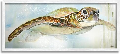 Stupell Industries Peaceful Sea Turtle Swimming Framed Wall Art, Design by Diannart in Saudi Arabia