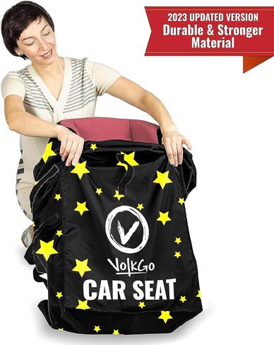 V VOLKGO Car Seat Bags for Air Travel for Airplane, Easy Carry Durable Seat Gate Check Bag, Car Seat Bag, Carseat Travel Cover, Carseat Travel Bag, Car Seat Cover for Airplane Travel in Saudi Arabia