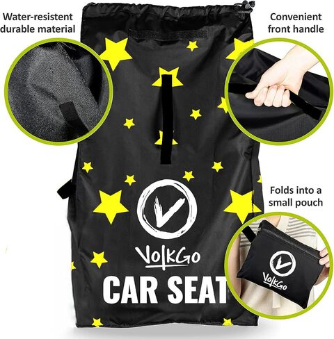 V VOLKGO Car Seat Bags for Air Travel for Airplane, Easy Carry Durable Seat Gate Check Bag, Car Seat Bag, Carseat Travel Cover, Carseat Travel Bag, Car Seat Cover for Airplane Travel in Saudi Arabia