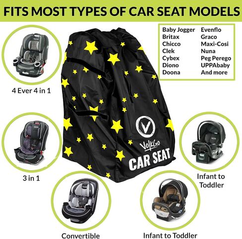 V VOLKGO Car Seat Bags for Air Travel for Airplane, Easy Carry Durable Seat Gate Check Bag, Car Seat Bag, Carseat Travel Cover, Carseat Travel Bag, Car Seat Cover for Airplane Travel in Saudi Arabia