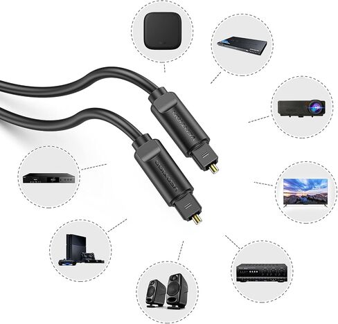 VENTION Digital Optical Audio Cable 3.3ft Fiber Toslink Audio Cord S/PDIF Port for Blu-ray CD DVD, Sound Bar,Smart TV, Home Theater, Xbox, PS4 in Kuwait
