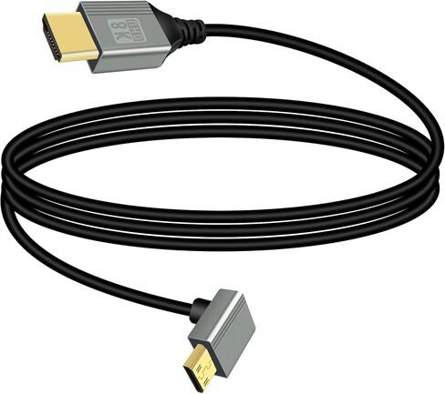 8K Mini HDTV to HDTV Adapter Cable,90 Degree Left Angle Mini hdtvMale to hdtvMale 8K@60Hz 4K@120Hz hdtv2.1 Cord,Compatible with Laptop,TV,Camcorder etc.(50cm) in Saudi Arabia