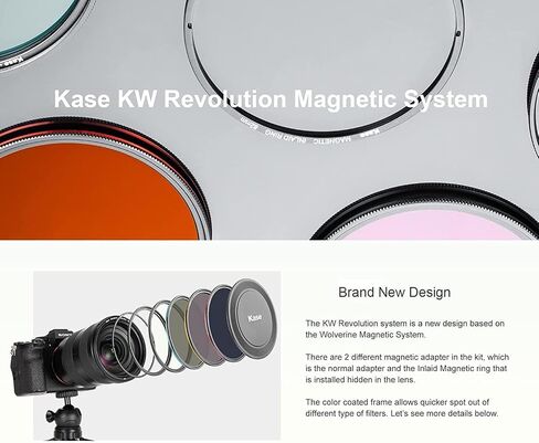 Kase Wolverine Revolution 58mm Pro ND Filter Kit Magnetic Shockproof Tempered Optical Glass w Color Coded Rings inc CPL ND8 ND64 ND1000 Lens Cap & Case in Saudi Arabia