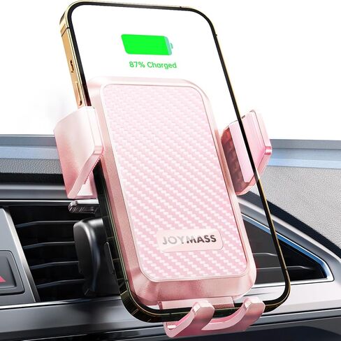 شاحن سيارة لاسلكي، JOYMASS 15 وات شحن سريع، حامل للهاتف الخلوي، حامل للهاتف الخلوي لهاتف iPhone 15 14 13 12 Mini Pro Max، Samsung Galaxy S24 Ultra S23 S22 S21+ Note 20، إلخ - وردي in Kuwait