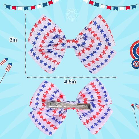 6 Pcs 4th of July American Flag Hair Bows for Girls,Fourth of July Independence Day Hair Accessories Patriotic Hair Bows Clips for Girls Toddler Children (Flag a) in Saudi Arabia