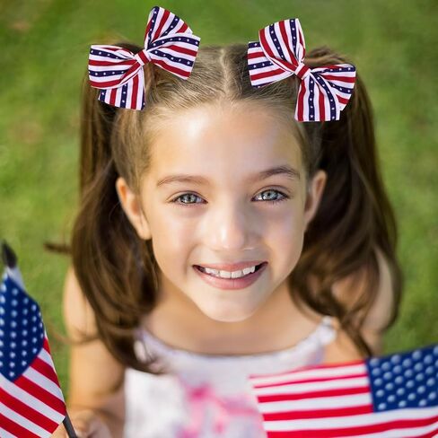 6 Pcs 4th of July American Flag Hair Bows for Girls,Fourth of July Independence Day Hair Accessories Patriotic Hair Bows Clips for Girls Toddler Children (Flag a) in Saudi Arabia