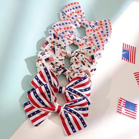 6 Pcs 4th of July American Flag Hair Bows for Girls,Fourth of July Independence Day Hair Accessories Patriotic Hair Bows Clips for Girls Toddler Children (Flag a) in Saudi Arabia