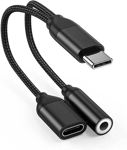 محول سماعة رأس وشاحن USB C إلى 3.5 مم - 2 في 1 USB C إلى Aux Audio Jack مع PD 60W شحن سريع دونجل سماعة أذن / سماعة رأس لهاتف iPhone 15 Android Samsung Galaxy، Google Pixel USB Type C in Kuwait