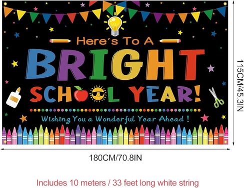 لافتة خلفية للعام الدراسي المشرق للعودة إلى المدرسة، خلفية تصوير فوتوغرافي لليوم الأول من المدرسة، لافتة للأطفال في الفصل الدراسي للعودة إلى المدرسة، ديكور خلفية لحفلات الصور، دعامات سوداء in Kuwait