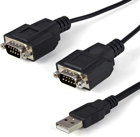 StarTech.com 13ft/4m كابل محول USB إلى تسلسلي بمنفذين، احتفاظ COM، FTDI، USB-A إلى DB9 RS232، براغي/صواميل DB9 قابلة للتغيير in Saudi Arabia