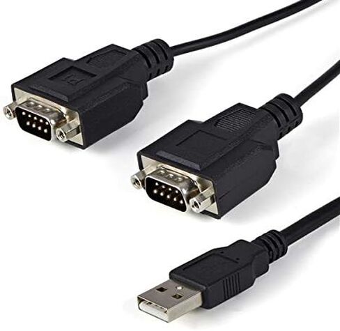 StarTech.com 13ft/4m كابل محول USB إلى تسلسلي بمنفذين، احتفاظ COM، FTDI، USB-A إلى DB9 RS232، براغي/صواميل DB9 قابلة للتغيير in Saudi Arabia