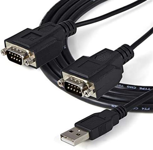 StarTech.com 13ft/4m كابل محول USB إلى تسلسلي بمنفذين، احتفاظ COM، FTDI، USB-A إلى DB9 RS232، براغي/صواميل DB9 قابلة للتغيير in Saudi Arabia
