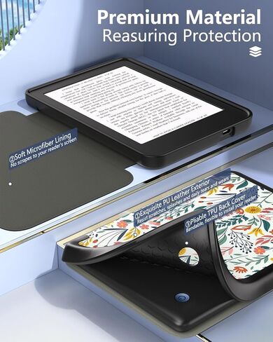 MoKo Case for Kobo Clara BW/Clara Colour/Clara 2E 6", Ultra Slim Lightweight with Auto Wake/Sleep Cover Folio Case for Kobo Clara BW/Clara Colour 6" 2024, Flowers in Saudi Arabia